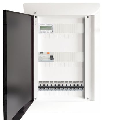 Sicherungskasten, 2,3,4,5 Reihig, Aufputz, Unterputz, Hohlwand, verdrahtet, VDE 1 x FI 40A/30mA + 12 x 1P LS B16