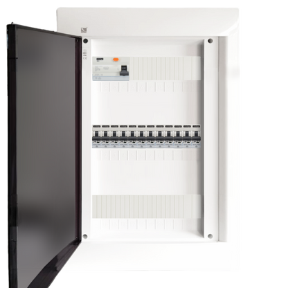 Sicherungskasten, 2,3,4,5 Reihig, Aufputz, Unterputz, Hohlwand, verdrahtet, VDE 1 x FI 40A/30mA + 12 x 1P LS B16