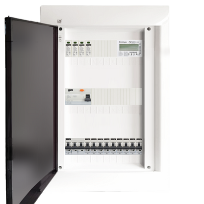 Sicherungskasten, 2,3,4,5 Reihig, Aufputz, Unterputz, Hohlwand, verdrahtet, VDE 1 x FI 40A/30mA + 1 x 3P LS B32  + 9 x 1P LS B16