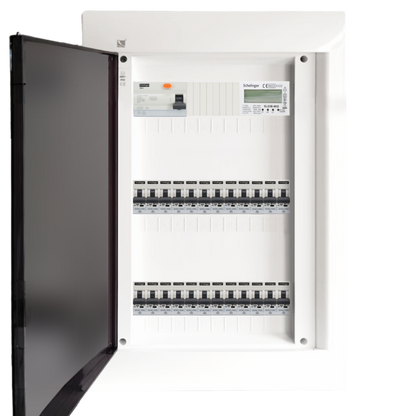 Sicherungskasten,3,4,5 Reihig, Aufputz, Unterputz, Hohlwand, verdrahtet, VDE 1 x FI 40A/30mA + 24 x 1P LS B16