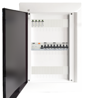 Sicherungskasten, 2,3,4,5 Reihig, Aufputz, Unterputz, Hohlwand, verdrahtet, VDE 1 x FI 40A/30mA + 2 x 3P LS B16 + 2 x 1P LS B16