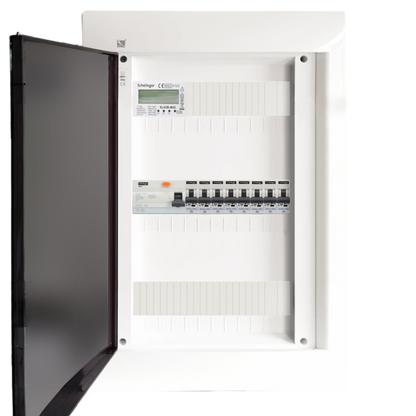 Sicherungskasten, 2,3,4,5 Reihig, Aufputz, Unterputz, Hohlwand, verdrahtet, VDE 1 x FI 40A/30mA + 8 x 1P LS B16