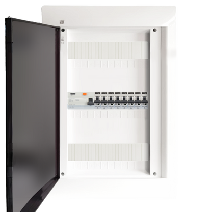 Sicherungskasten, 2,3,4,5 Reihig, Aufputz, Unterputz, Hohlwand, verdrahtet, VDE 1 x FI 40A/30mA + 8 x 1P LS B16