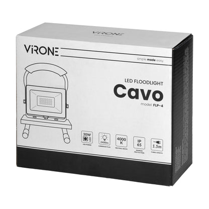 CAVO tragbarer LED-Fluter 30W, auf Stativ, 2100 lm, IP44, 4000K, Neutral weiß, mit 1,5m Kabel