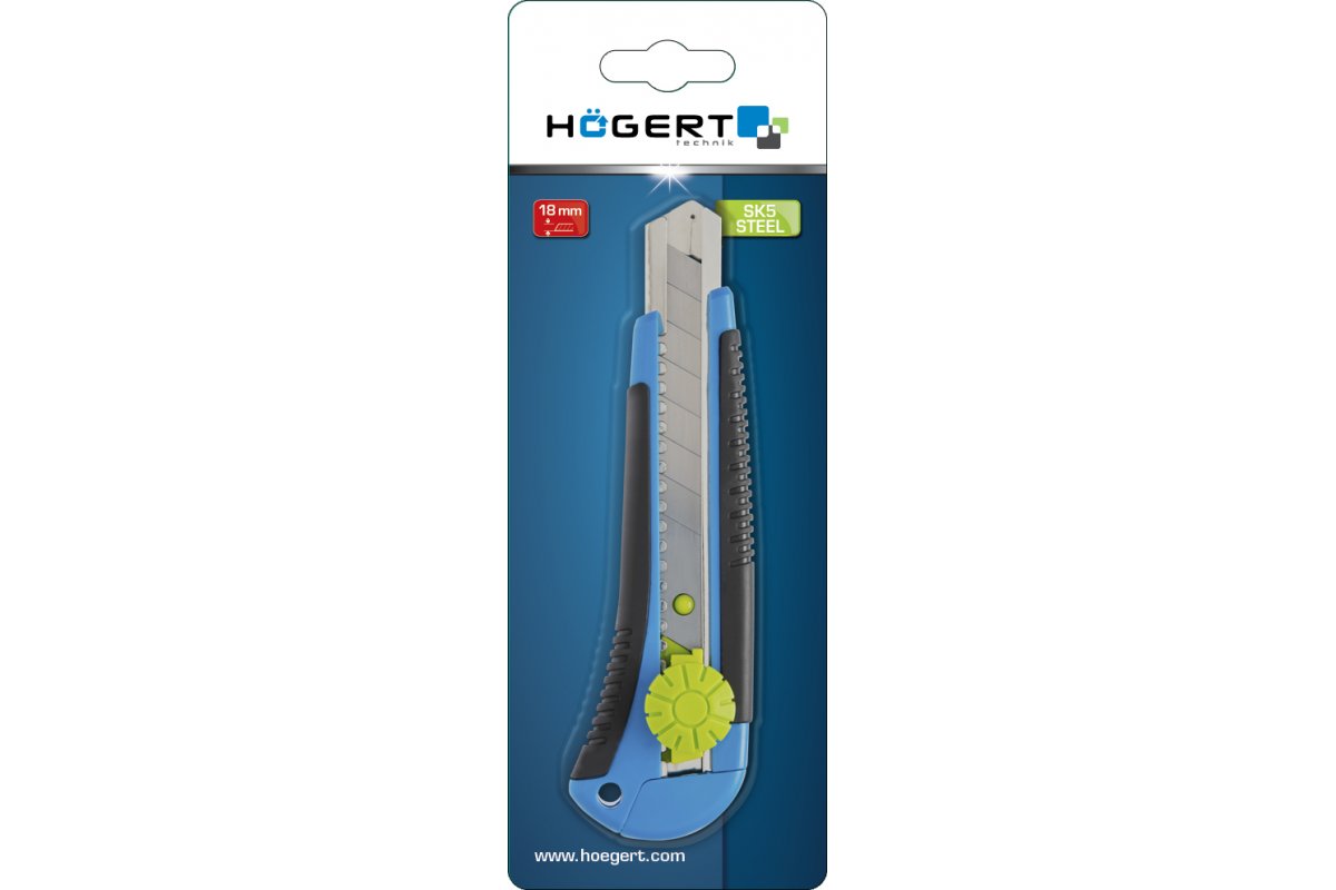 Högert Technik Cuttermesser 18 mm mit Abbrechklingeund Sperre