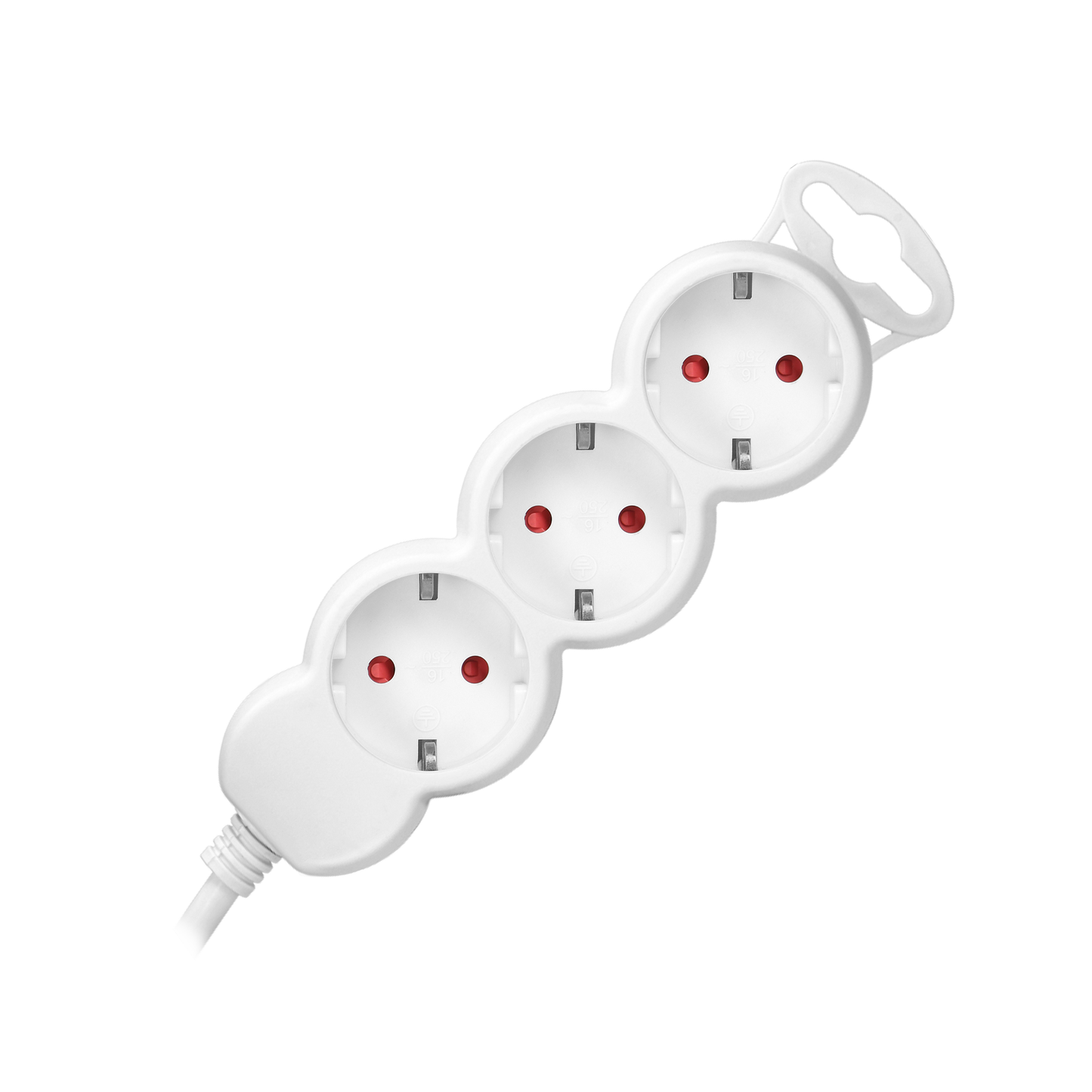 Verlängerungssteckdosen 3x 2P+E (Schuko), 3m mit einem 1,5m langen Kabel H05VV-F 1x1,5mm2, Imax=16A, weiß