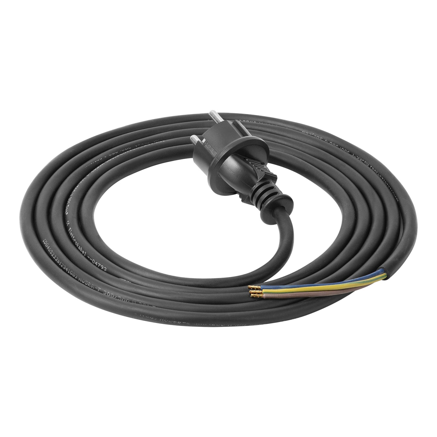 Anschlusskabel mit Gummiisolierung und Uni-Schuko-Stecker H05RR-F 3x1mm2, 3m lang, schwarz