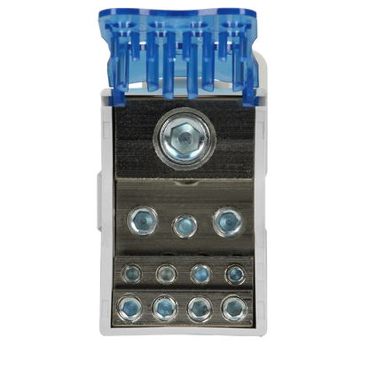 250A-Verteilerblock, Eingangsklemme 1x120mm², Ausgangsklemmen 4x10, 5x16 und 2x25mm²