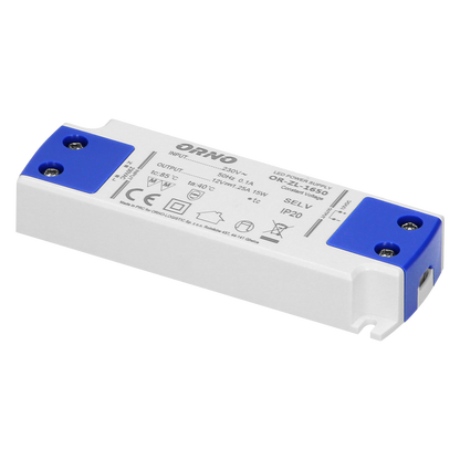 Flaches Netzteil für LED 12VDC 15W, IP20, Höhe 16,5mm