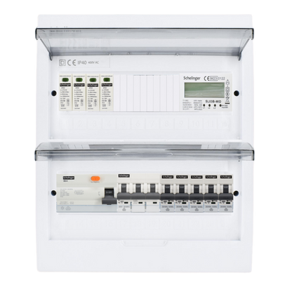 Sicherungskasten, 2,3,4,5 Reihig, Aufputz, Unterputz, Hohlwand, verdrahtet, VDE 1 x FI 40A/30mA + 1 x 3P LS B16 + 5 x 1P LS B16