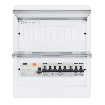Sicherungskasten, 2,3,4,5 Reihig, Aufputz, Unterputz, Hohlwand, verdrahtet, VDE 1 x FI 40A/30mA + 2 x 3P LS B16 + 2 x 1P LS B16
