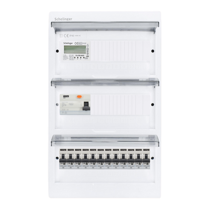 Sicherungskasten, 2,3,4,5 Reihig, Aufputz, Unterputz, Hohlwand, verdrahtet, VDE 1 x FI 40A/30mA + 12 x 1P LS B16