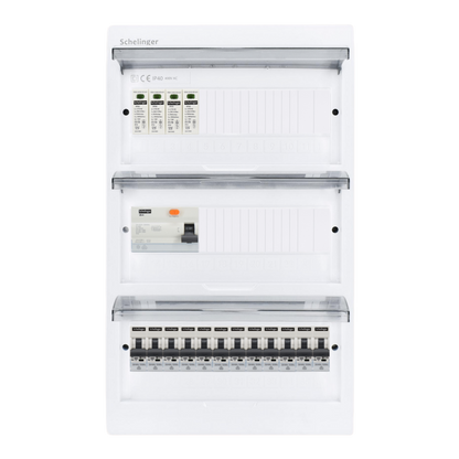 Sicherungskasten, 2,3,4,5 Reihig, Aufputz, Unterputz, Hohlwand, verdrahtet, VDE 1 x FI 40A/30mA + 12 x 1P LS B16