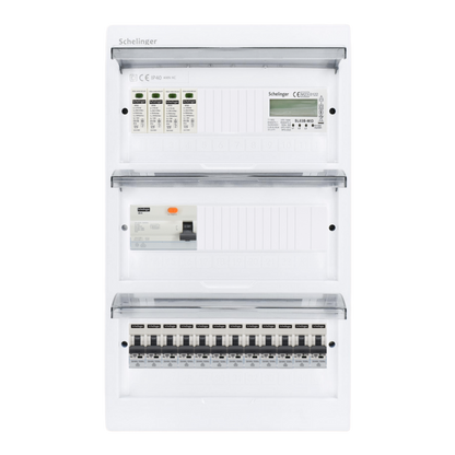 Sicherungskasten, 2,3,4,5 Reihig, Aufputz, Unterputz, Hohlwand, verdrahtet, VDE 1 x FI 40A/30mA + 12 x 1P LS B16