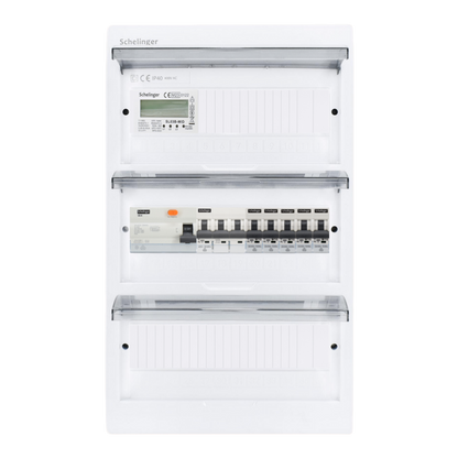 Sicherungskasten, 2,3,4,5 Reihig, Aufputz, Unterputz, Hohlwand, verdrahtet, VDE 1 x FI 40A/30mA + 1 x 3P LS B16 + 5 x 1P LS B16
