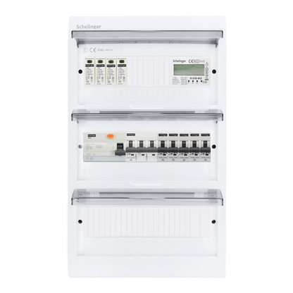 Sicherungskasten, 2,3,4,5 Reihig, Aufputz, Unterputz, Hohlwand, verdrahtet, VDE 1 x FI 40A/30mA + 1 x 3P LS B16 + 5 x 1P LS B16