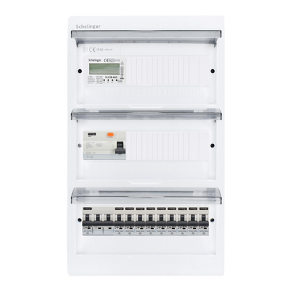 Sicherungskasten, 2,3,4,5 Reihig, Aufputz, Unterputz, Hohlwand, verdrahtet, VDE 1 x FI 40A/30mA + 1 x 3P LS B16  + 9 x 1P LS B16