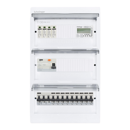 Sicherungskasten, 2,3,4,5 Reihig, Aufputz, Unterputz, Hohlwand, verdrahtet, VDE 1 x FI 40A/30mA + 1 x 3P LS B16  + 9 x 1P LS B16