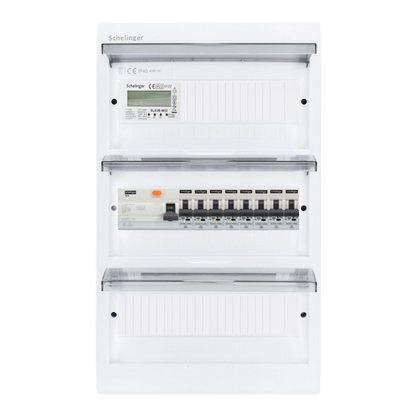 Sicherungskasten, 2,3,4,5 Reihig, Aufputz, Unterputz, Hohlwand, verdrahtet, VDE 1 x FI 40A/30mA + 8 x 1P LS B16