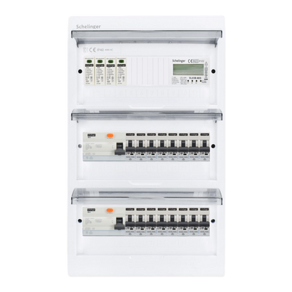 Sicherungskasten,3,4,5 Reihig, Aufputz, Unterputz, Hohlwand, verdrahtet, VDE 2 x FI 40A/30mA + 16 x 1P LS B16