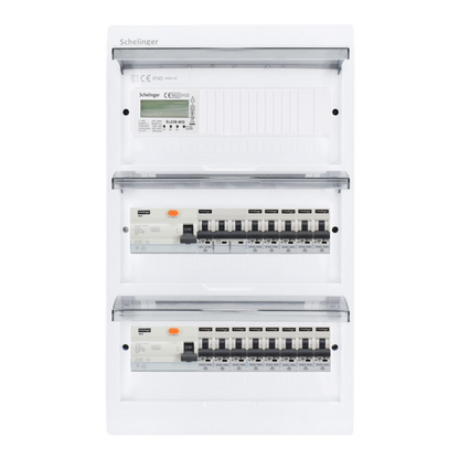 Sicherungskasten,3,4,5 Reihig, Aufputz, Unterputz, Hohlwand, verdrahtet, VDE 2 x FI 40A/30mA + 1 x 3P LS B16 + 13 x 1P LS B16