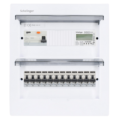 Sicherungskasten, 2,3,4,5 Reihig, Aufputz, Unterputz, Hohlwand, verdrahtet, VDE 1 x FI 40A/30mA + 12 x 1P LS B16