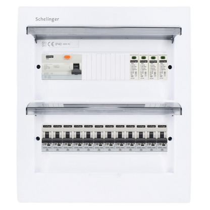 Sicherungskasten, 2,3,4,5 Reihig, Aufputz, Unterputz, Hohlwand, verdrahtet, VDE 1 x FI 40A/30mA + 12 x 1P LS B16