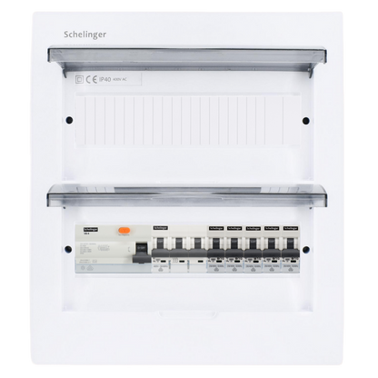Sicherungskasten, 2,3,4,5 Reihig, Aufputz, Unterputz, Hohlwand, verdrahtet, VDE 1 x FI 40A/30mA + 1 x 3P LS B16 + 5 x 1P LS B16