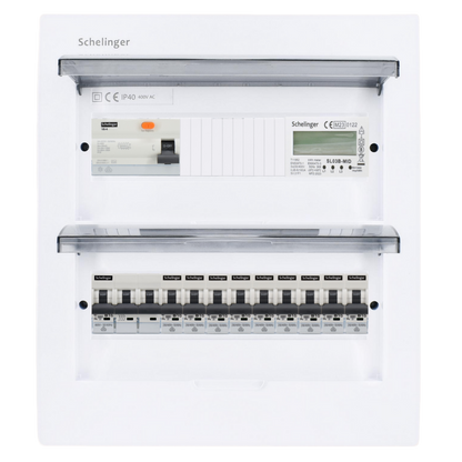 Sicherungskasten, 2,3,4,5 Reihig, Aufputz, Unterputz, Hohlwand, verdrahtet, VDE 1 x FI 40A/30mA + 1 x 3P LS B16  + 9 x 1P LS B16