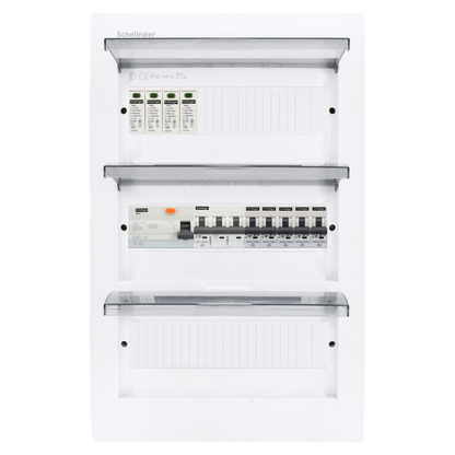 Sicherungskasten, 2,3,4,5 Reihig, Aufputz, Unterputz, Hohlwand, verdrahtet, VDE 1 x FI 40A/30mA + 1 x 3P LS B16 + 5 x 1P LS B16