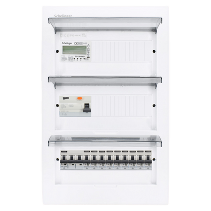 Sicherungskasten, 2,3,4,5 Reihig, Aufputz, Unterputz, Hohlwand, verdrahtet, VDE 1 x FI 40A/30mA + 1 x 3P LS B16  + 9 x 1P LS B16