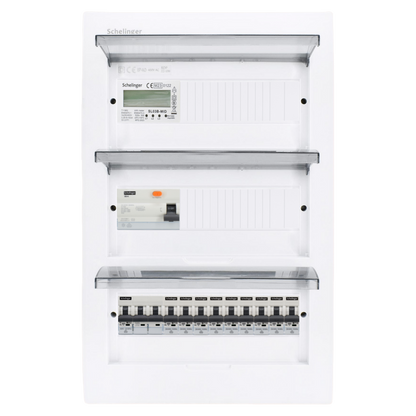 Sicherungskasten, 2,3,4,5 Reihig, Aufputz, Unterputz, Hohlwand, verdrahtet, VDE 1 x FI 40A/30mA + 1 x 3P LS B32  + 9 x 1P LS B16