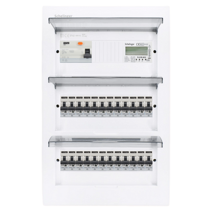 Sicherungskasten,3,4,5 Reihig, Aufputz, Unterputz, Hohlwand, verdrahtet, VDE 1 x FI 40A/30mA + 24 x 1P LS B16