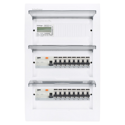 Sicherungskasten,3,4,5 Reihig, Aufputz, Unterputz, Hohlwand, verdrahtet, VDE 2 x FI 40A/30mA + 16 x 1P LS B16