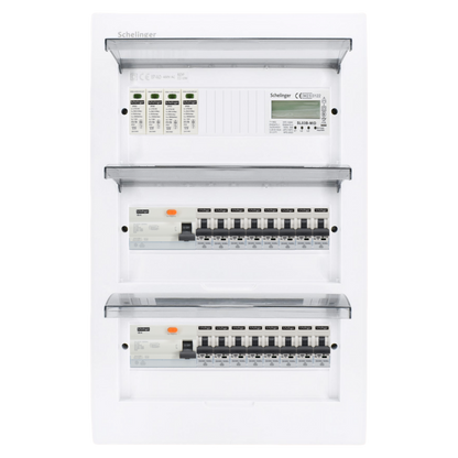 Sicherungskasten,3,4,5 Reihig, Aufputz, Unterputz, Hohlwand, verdrahtet, VDE 2 x FI 40A/30mA + 16 x 1P LS B16
