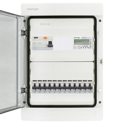 Sicherungskasten, 2,3,4,5 Reihig, Aufputz, Unterputz, Hohlwand, verdrahtet, VDE 1 x FI 40A/30mA + 12 x 1P LS B16