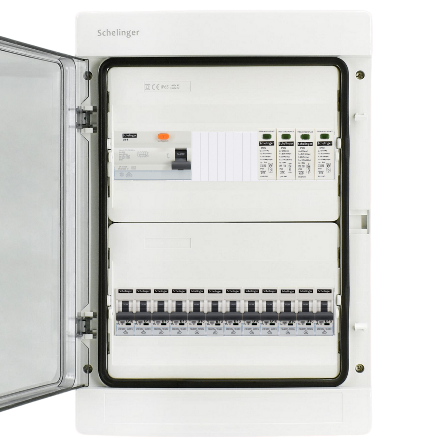 Sicherungskasten, 2,3,4,5 Reihig, Aufputz, Unterputz, Hohlwand, verdrahtet, VDE 1 x FI 40A/30mA + 12 x 1P LS B16