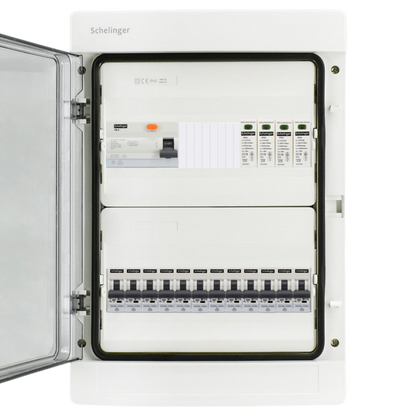 Sicherungskasten, 2,3,4,5 Reihig, Aufputz, Unterputz, Hohlwand, verdrahtet, VDE 1 x FI 40A/30mA + 12 x 1P LS B16