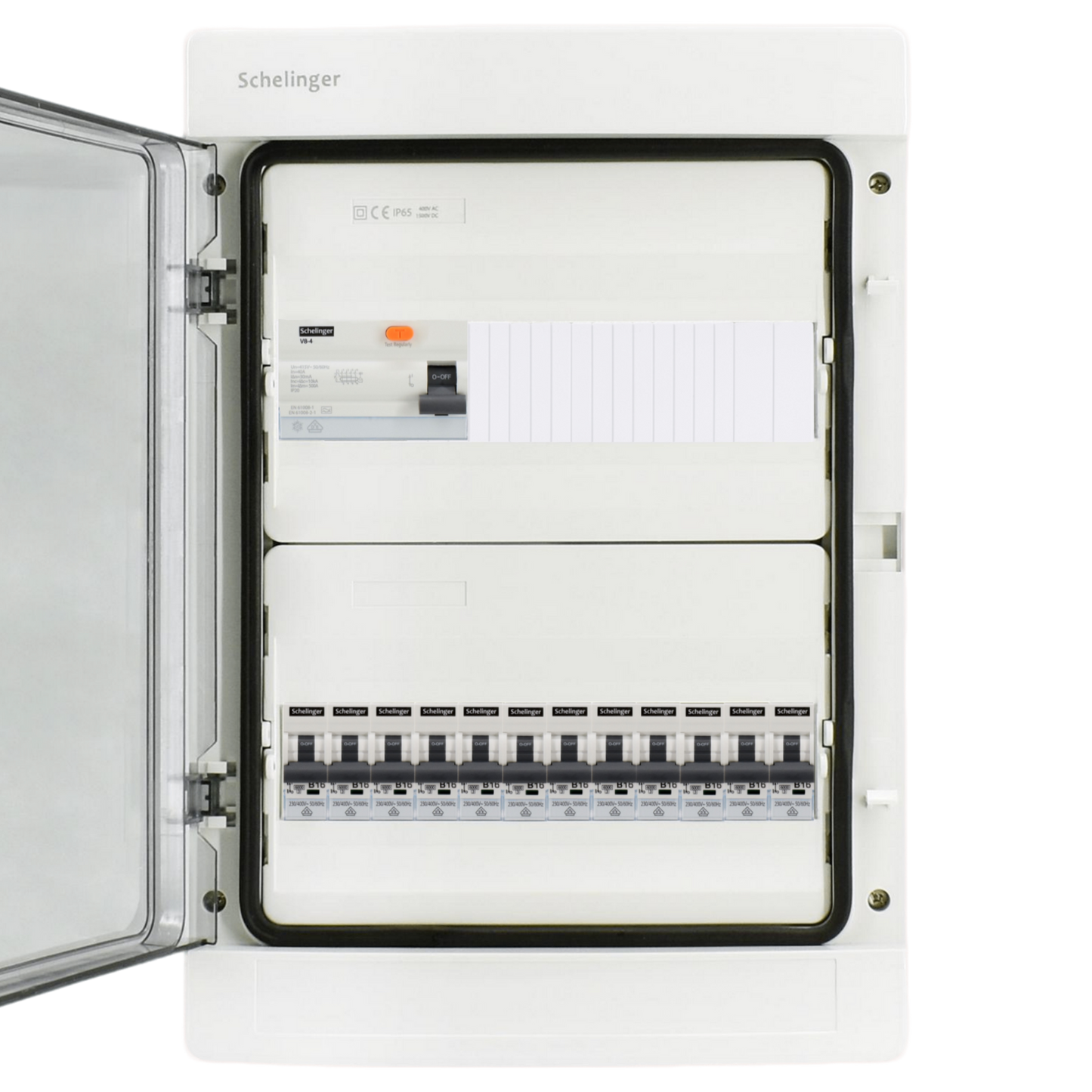 Sicherungskasten, 2,3,4,5 Reihig, Aufputz, Unterputz, Hohlwand, verdrahtet, VDE 1 x FI 40A/30mA + 12 x 1P LS B16