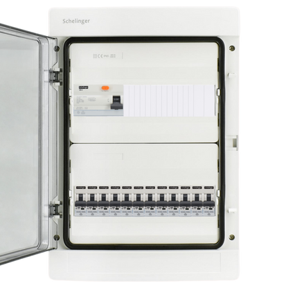 Sicherungskasten, 2,3,4,5 Reihig, Aufputz, Unterputz, Hohlwand, verdrahtet, VDE 1 x FI 40A/30mA + 12 x 1P LS B16