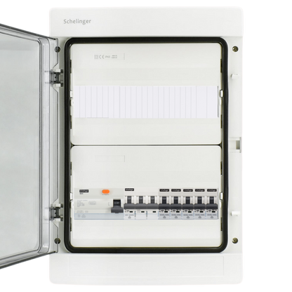 Sicherungskasten, 2,3,4,5 Reihig, Aufputz, Unterputz, Hohlwand, verdrahtet, VDE 1 x FI 40A/30mA + 1 x 3P LS B16 + 5 x 1P LS B16