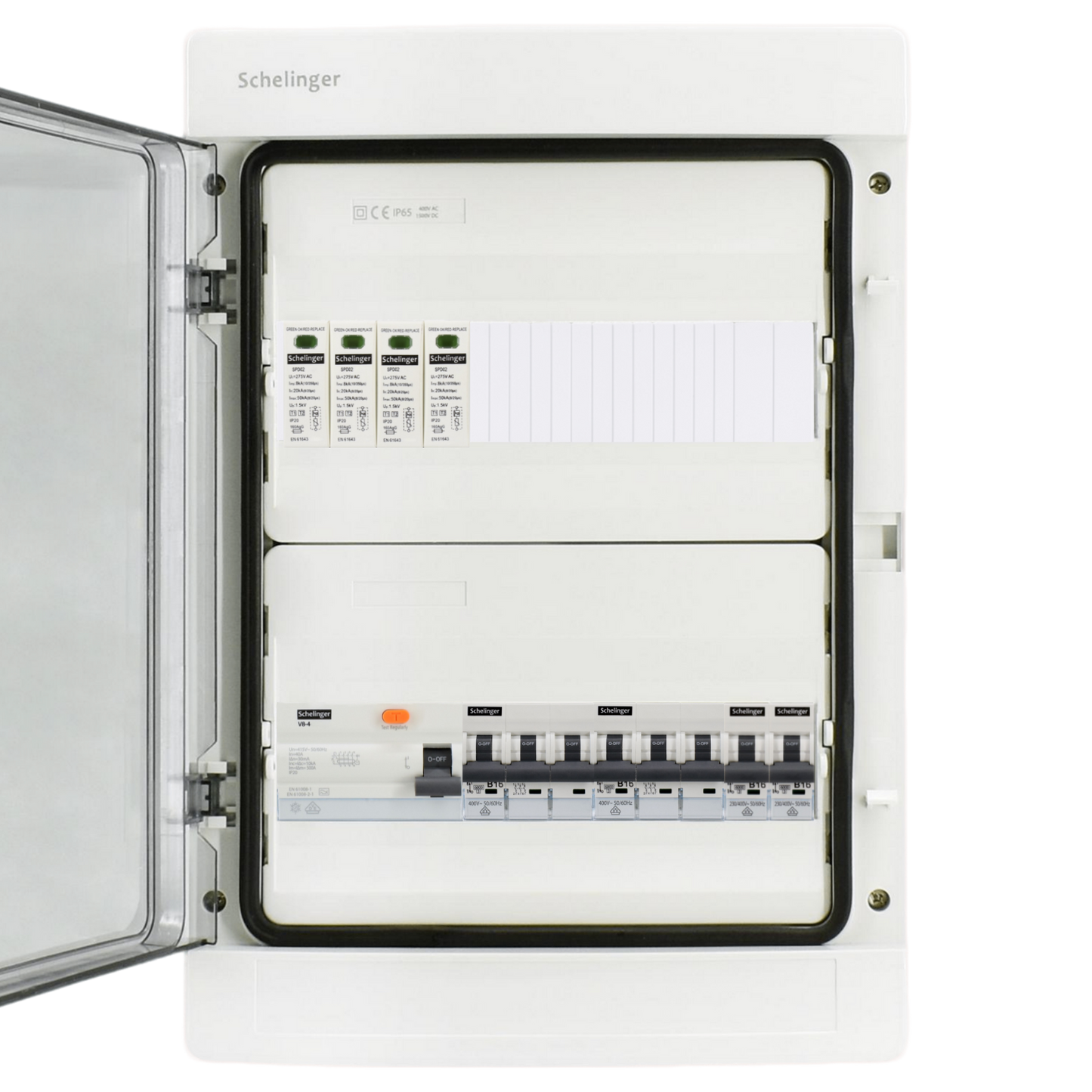Sicherungskasten, 2,3,4,5 Reihig, Aufputz, Unterputz, Hohlwand, verdrahtet, VDE 1 x FI 40A/30mA + 2 x 3P LS B16 + 2 x 1P LS B16