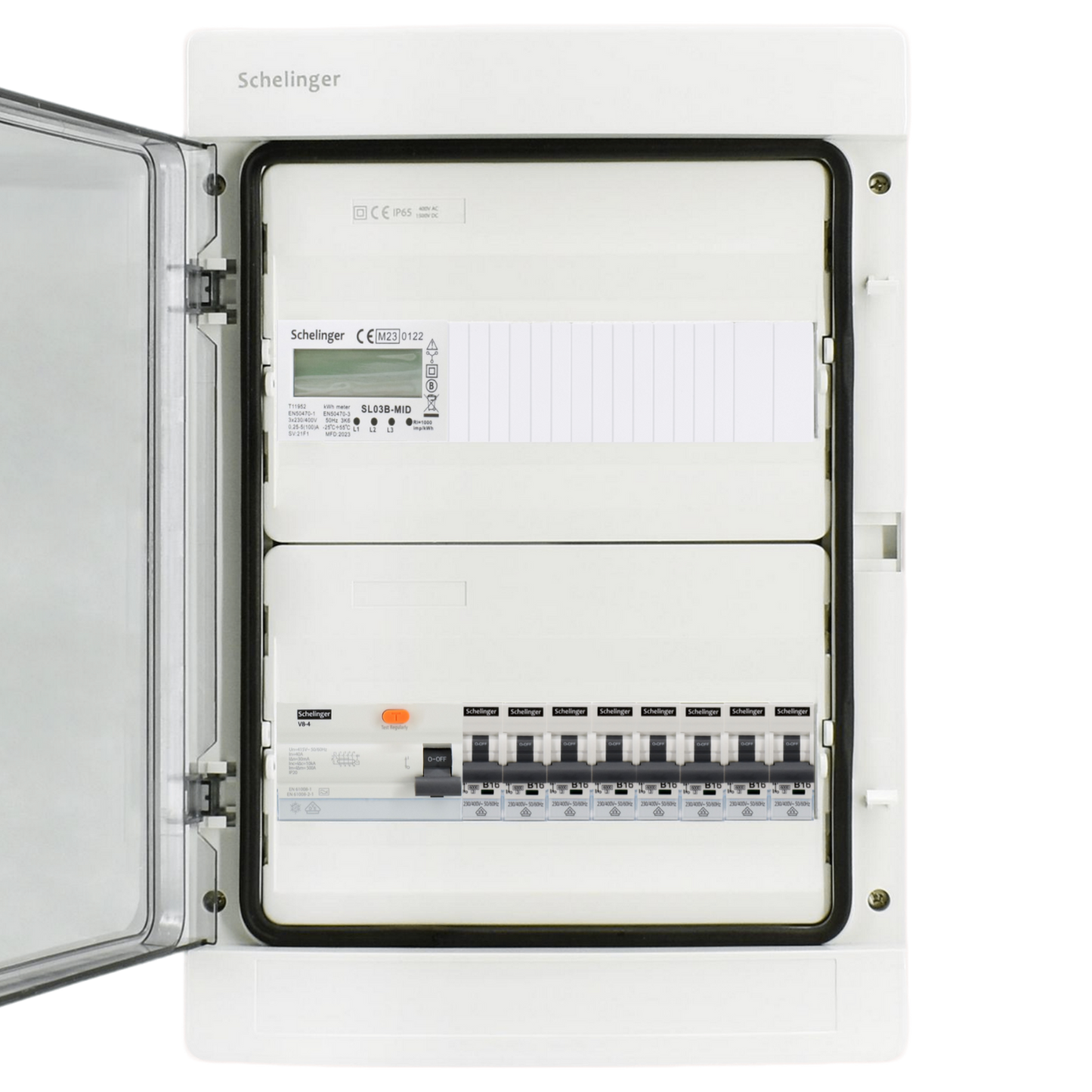 Sicherungskasten, 2,3,4,5 Reihig, Aufputz, Unterputz, Hohlwand, verdrahtet, VDE 1 x FI 40A/30mA + 8 x 1P LS B16