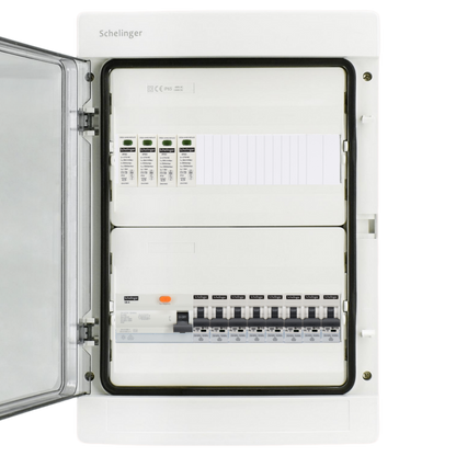 Sicherungskasten, 2,3,4,5 Reihig, Aufputz, Unterputz, Hohlwand, verdrahtet, VDE 1 x FI 40A/30mA + 8 x 1P LS B16