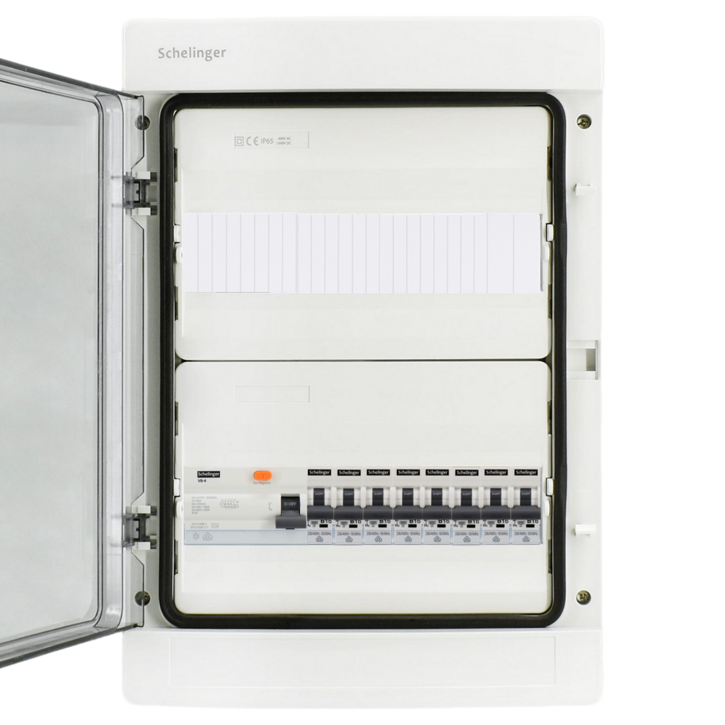 Sicherungskasten, 2,3,4,5 Reihig, Aufputz, Unterputz, Hohlwand, verdrahtet, VDE 1 x FI 40A/30mA + 8 x 1P LS B16