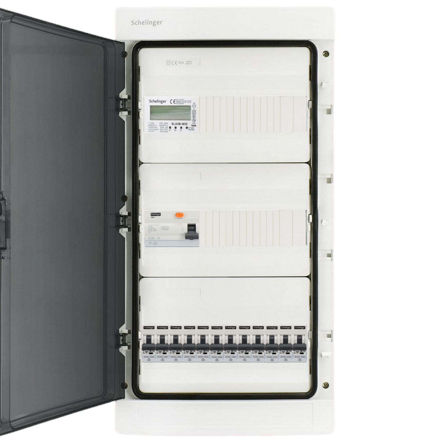 Sicherungskasten, 2,3,4,5 Reihig, Aufputz, Unterputz, Hohlwand, verdrahtet, VDE 1 x FI 40A/30mA + 12 x 1P LS B16