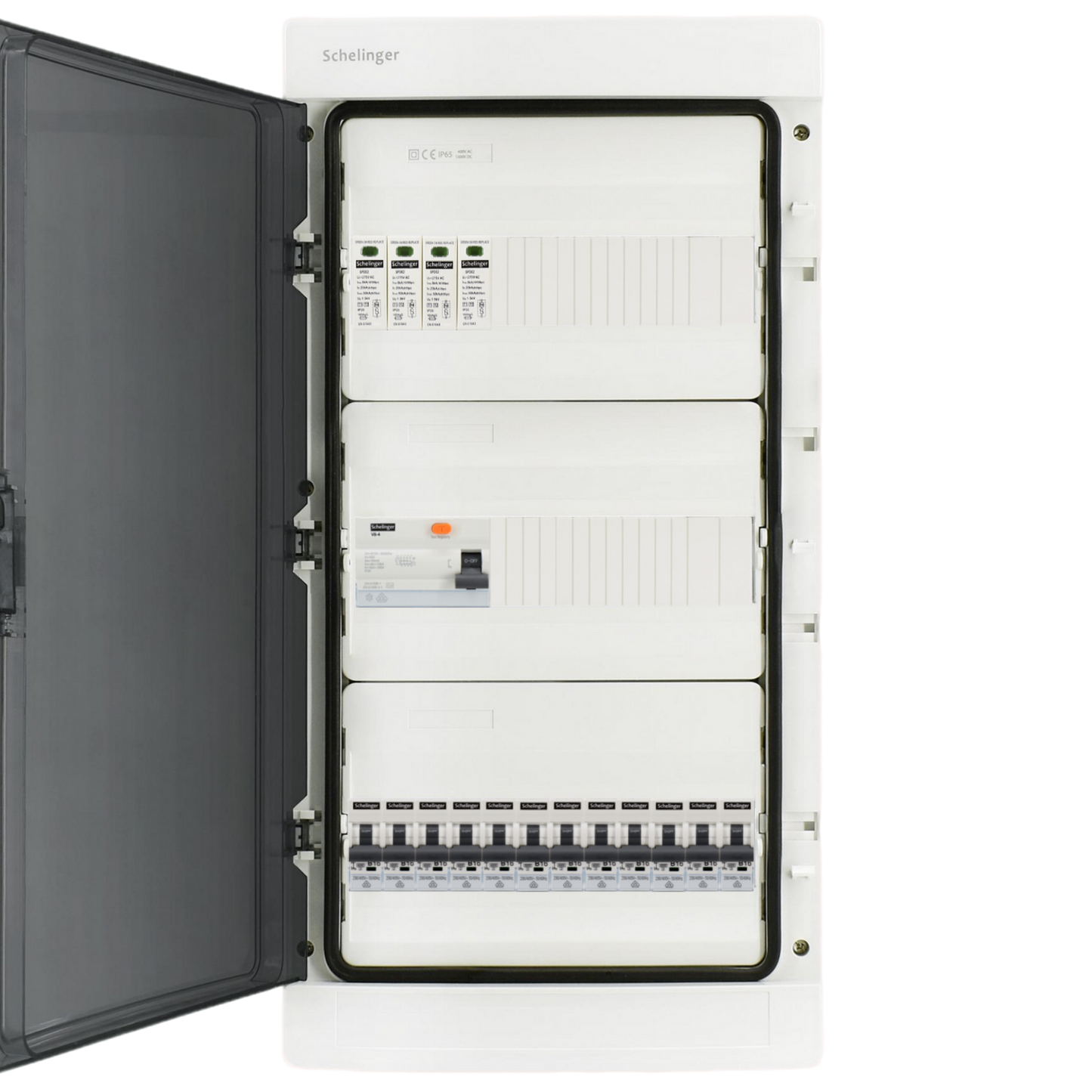 Sicherungskasten, 2,3,4,5 Reihig, Aufputz, Unterputz, Hohlwand, verdrahtet, VDE 1 x FI 40A/30mA + 12 x 1P LS B16