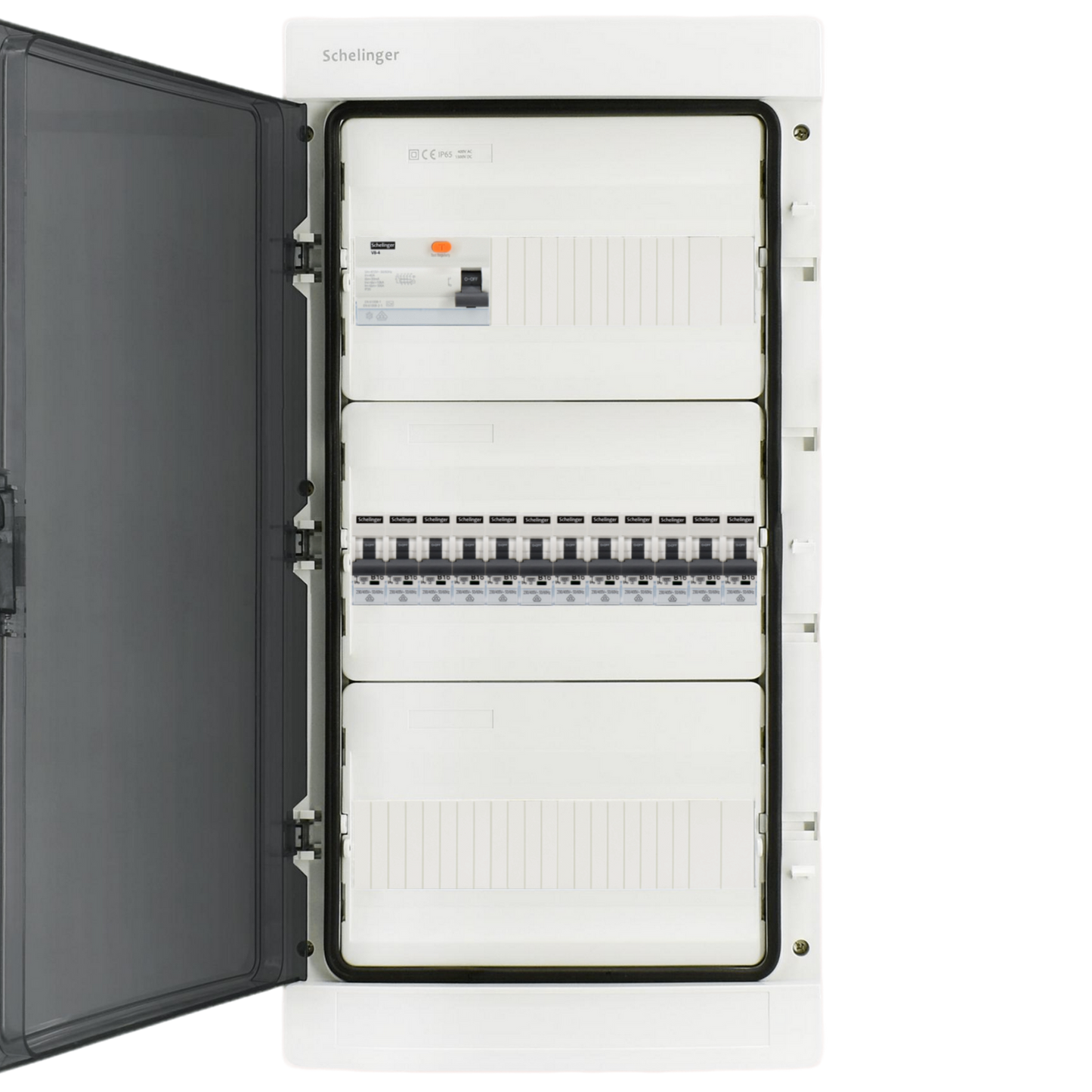 Sicherungskasten, 2,3,4,5 Reihig, Aufputz, Unterputz, Hohlwand, verdrahtet, VDE 1 x FI 40A/30mA + 12 x 1P LS B16