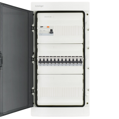 Sicherungskasten, 2,3,4,5 Reihig, Aufputz, Unterputz, Hohlwand, verdrahtet, VDE 1 x FI 40A/30mA + 12 x 1P LS B16
