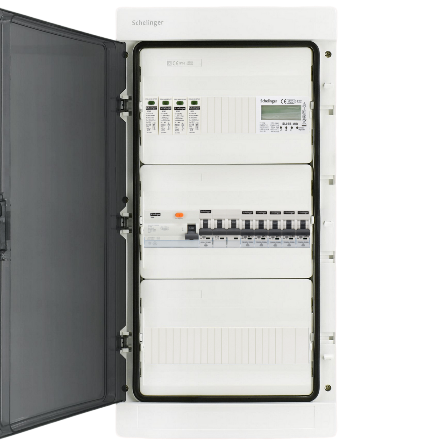 Sicherungskasten, 2,3,4,5 Reihig, Aufputz, Unterputz, Hohlwand, verdrahtet, VDE 1 x FI 40A/30mA + 1 x 3P LS B16 + 5 x 1P LS B16